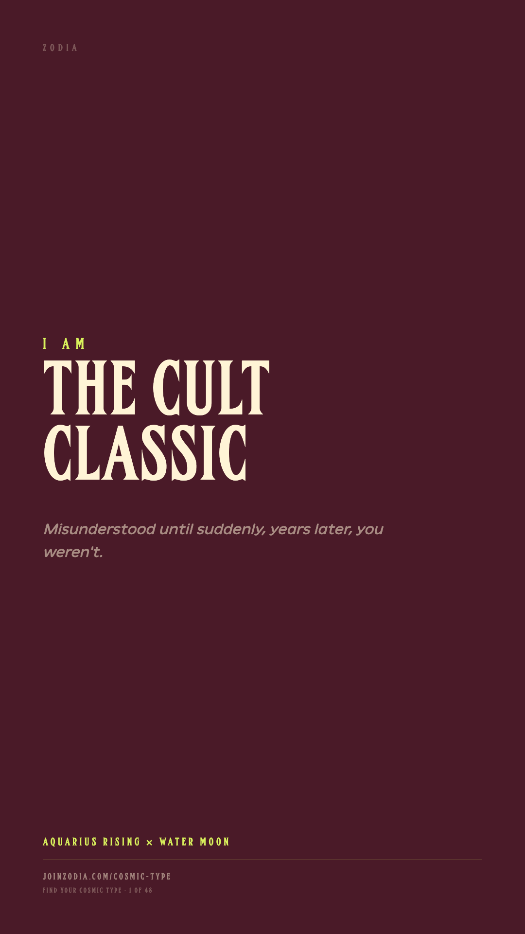 The Cult Classic cosmic type share card