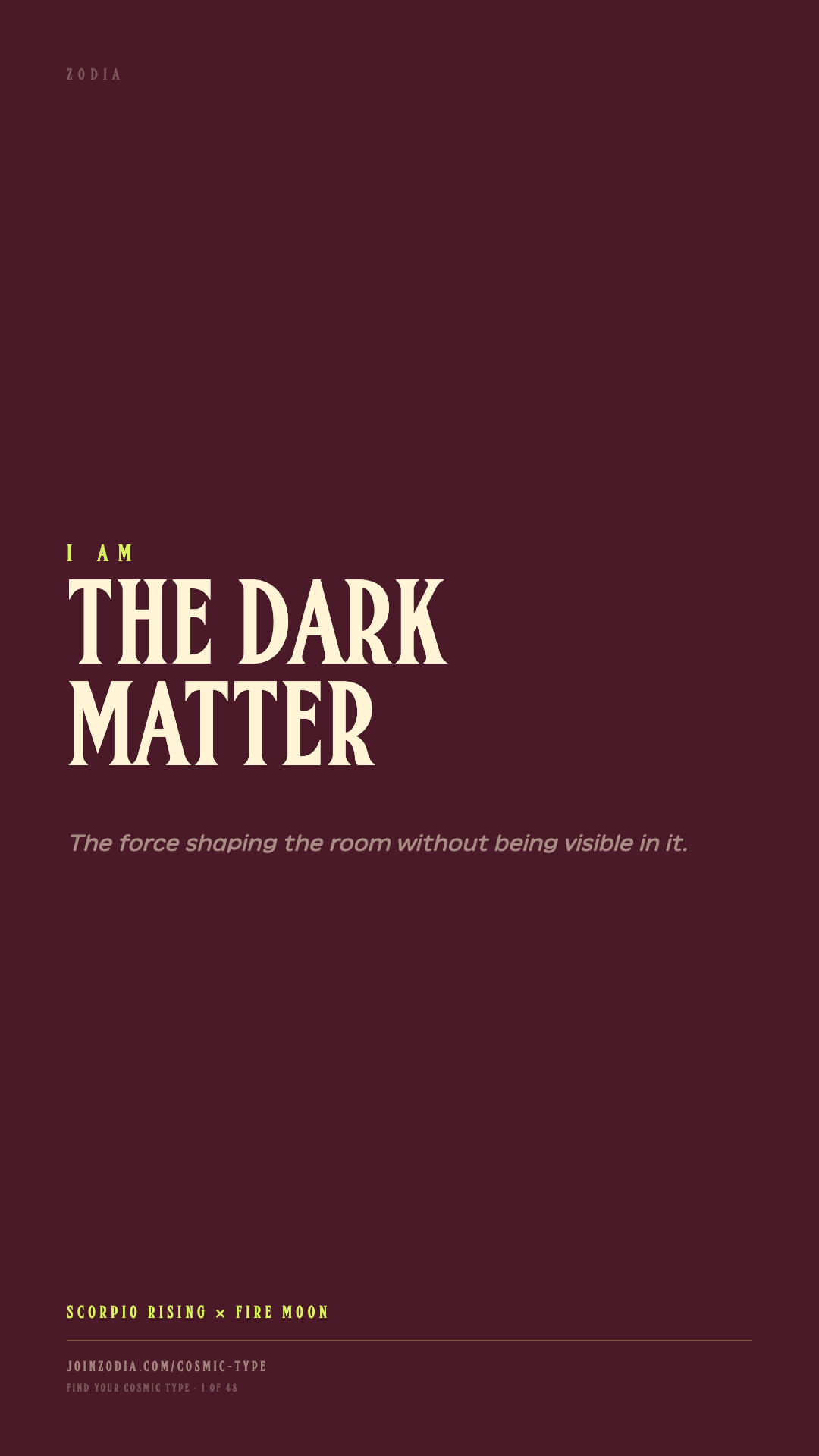 The Dark Matter cosmic type share card