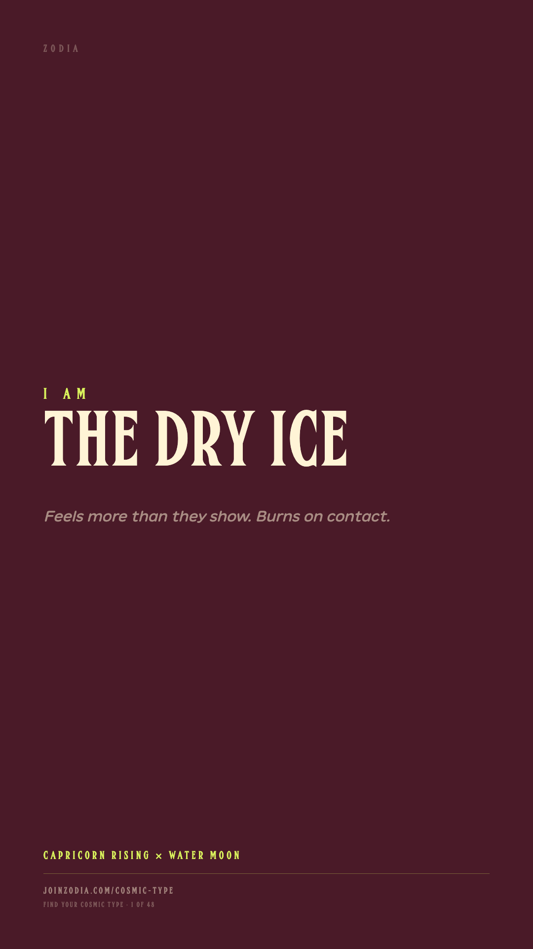 The Dry Ice cosmic type share card