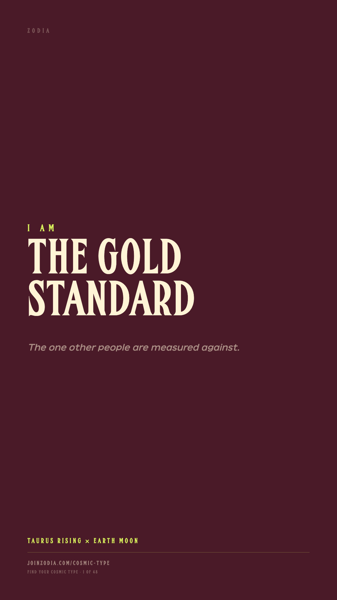 The Gold Standard cosmic type share card