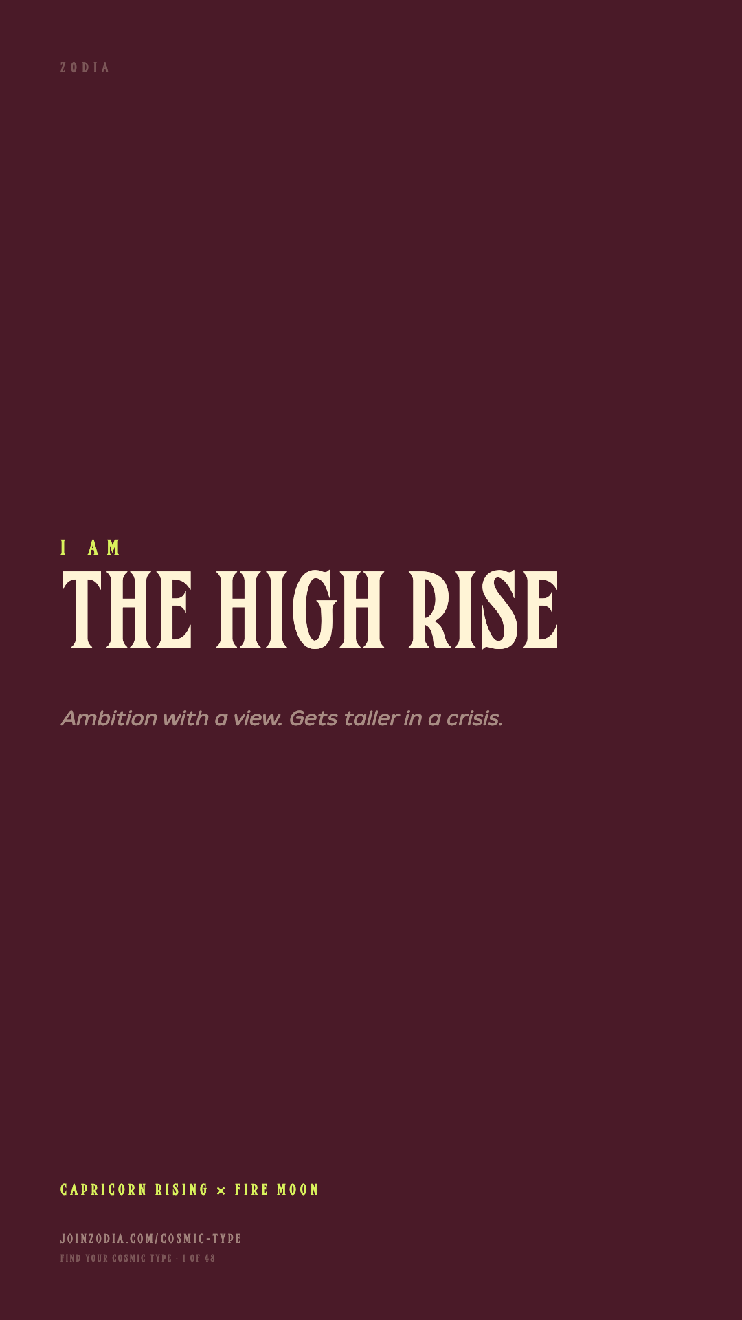 The High Rise cosmic type share card