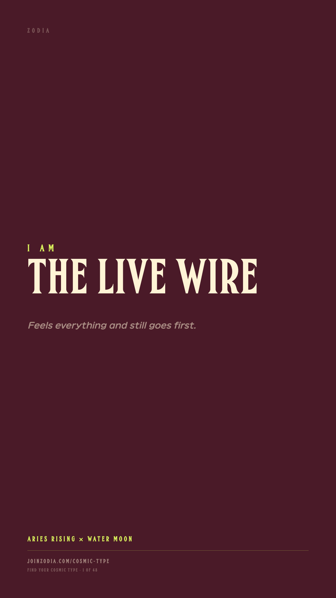 The Live Wire cosmic type share card