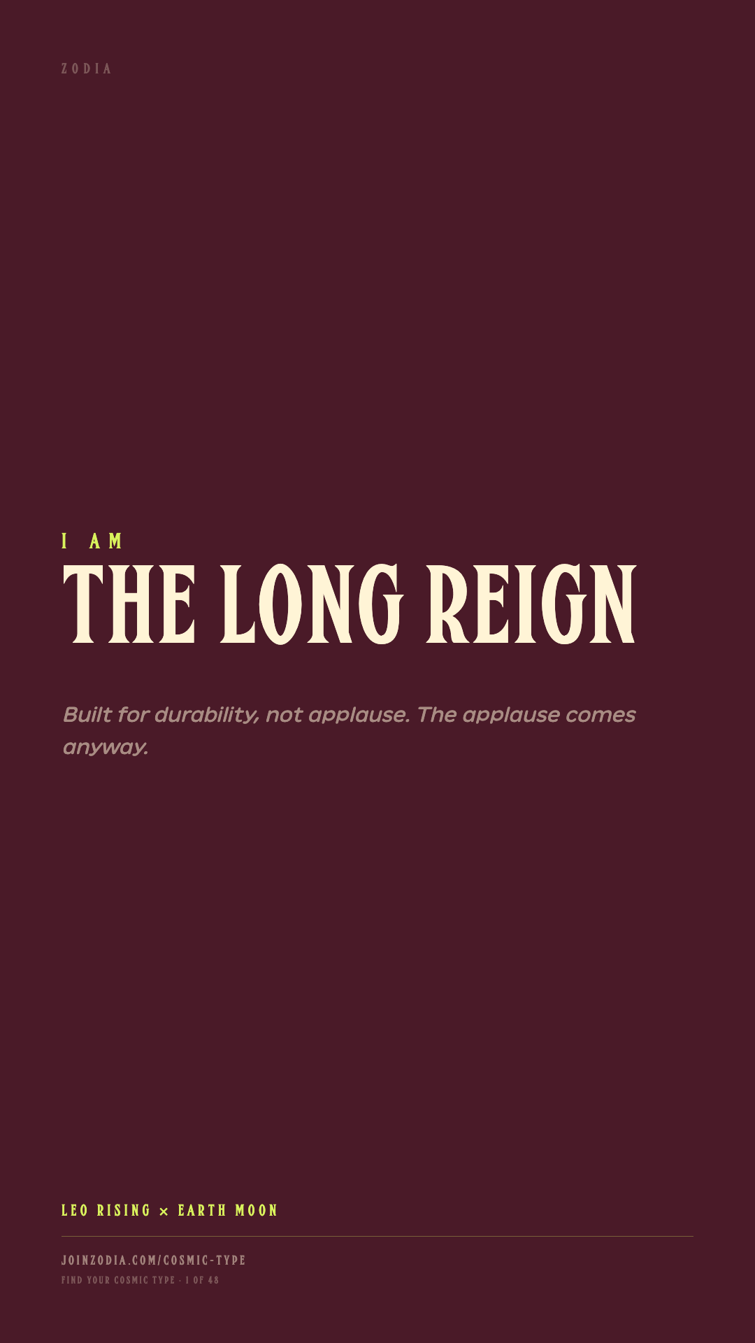 The Long Reign cosmic type share card