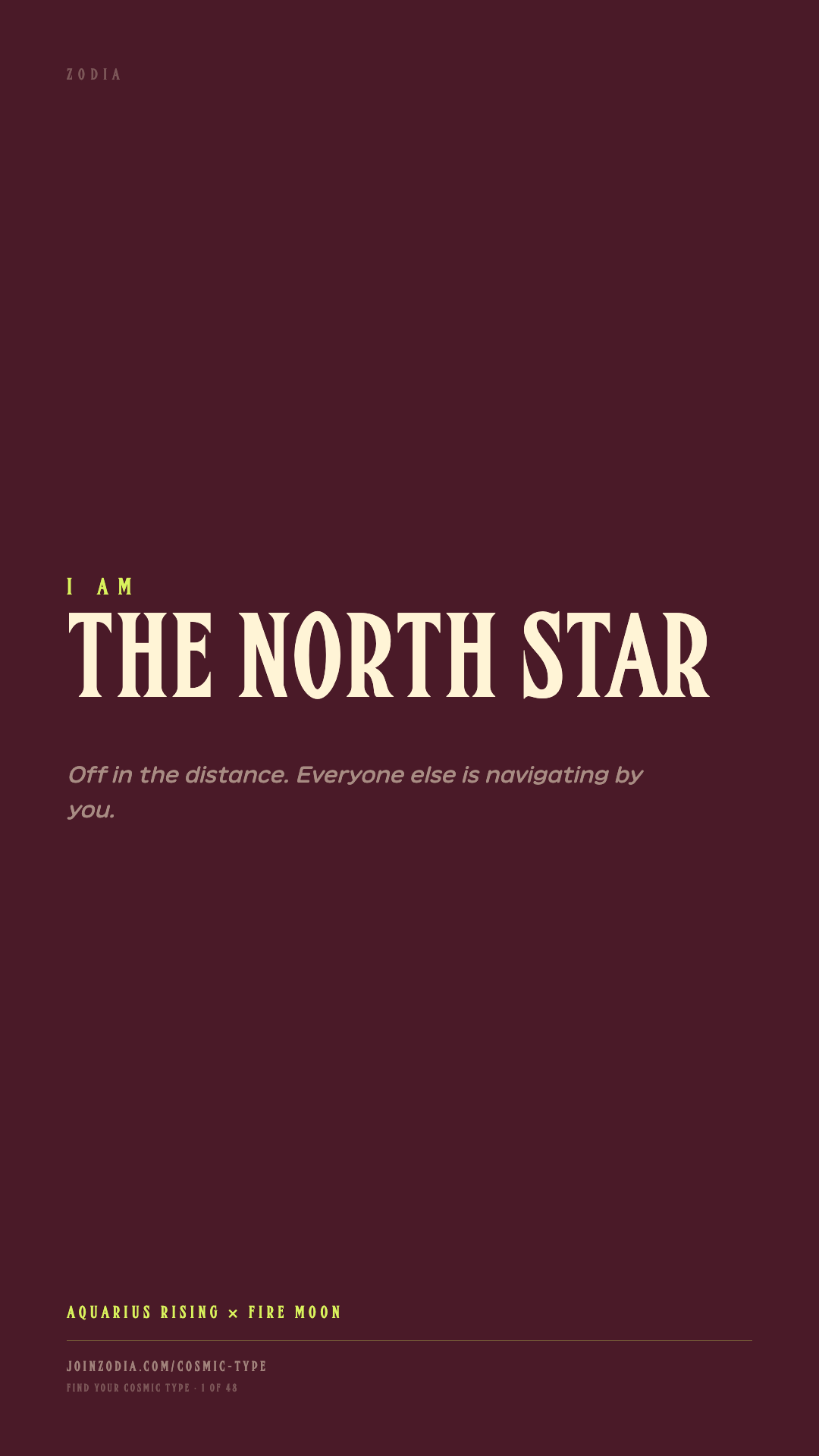 The North Star cosmic type share card