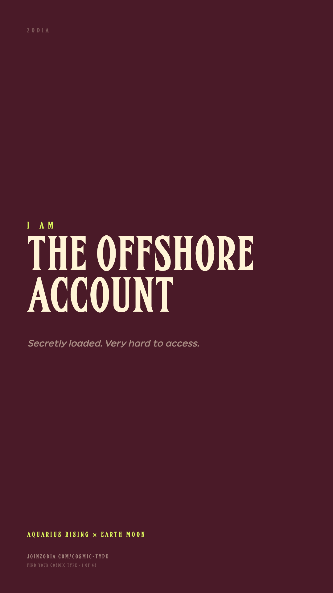 The Offshore Account cosmic type share card