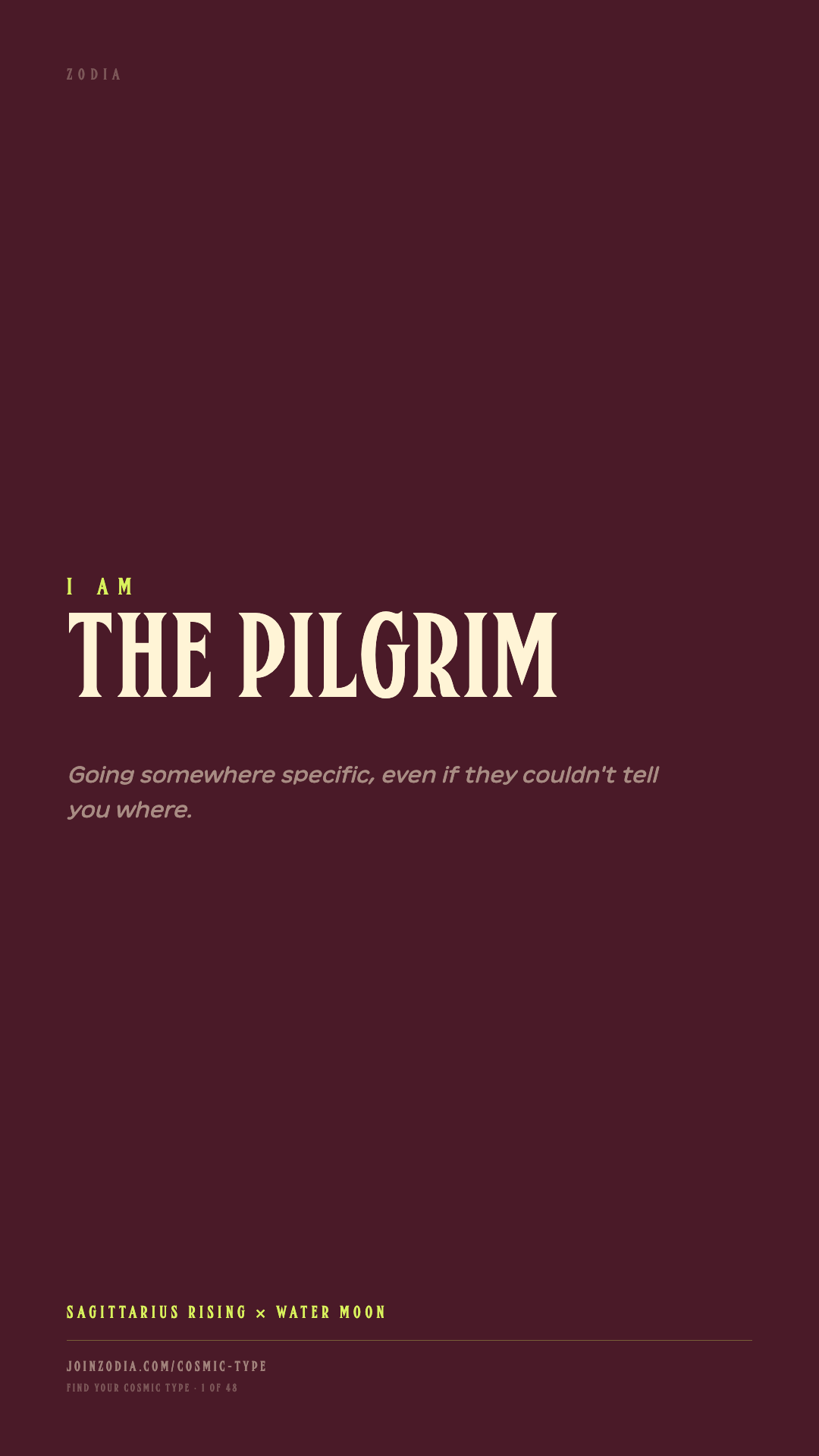 The Pilgrim cosmic type share card